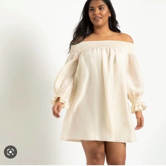 Eloquii Off The Shoulder Ruffle Sleeve Dress NWT - Picture 1 of 3